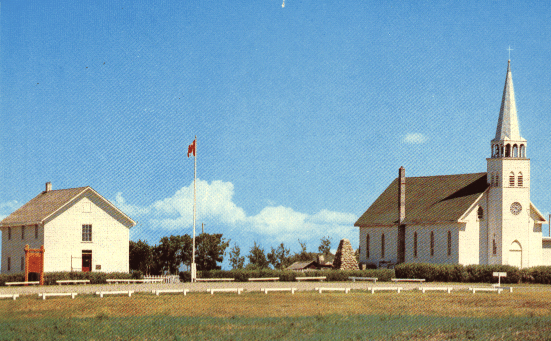Le presbytère et l'église de Batoche
